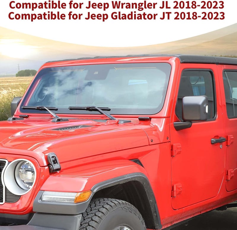 PDKLIN for Jeep JL Windshield Hinge Trim Cover for Jeep Wrangler JL JLU Gladiator JT 2018-Present Black Exterior Accessories 2pcs - Image 3